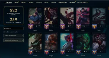 Prata 1 com TODOS os Champs e 195 Skins ( JG / MID / TOP )