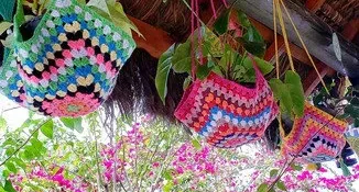 Cestinha / Suporte para Vaso em Crochê