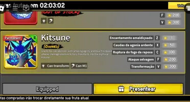 Conta blox fruits com kitsune permanente