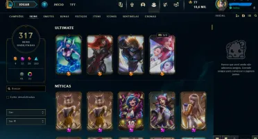 Conta do lol - Lvl 331 - 317 skins - 12 míticas 4 ultimates