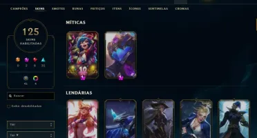 Conta League of Legends GOLD 125 skins + 2K de RP