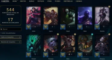 Conta League of Legends GOLD 125 skins + 2K de RP