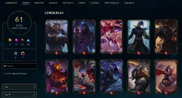 CONTA LOL LVL 263 / 38 CHAVES / 61 SKINS / 645 RP