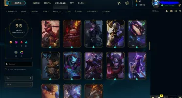 Conta de LOL com todos os campeões, com 95 skins.