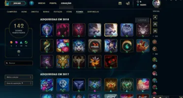 Conta LoL - Diamante III, Mestre 3x3, Todos Champs, 68 skins