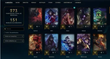 CONTA LEAGUE OF LEGENDS TOP 100 SKINS!