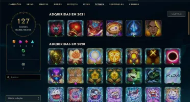 CONTA LEAGUE OF LEGENDS TOP 100 SKINS!