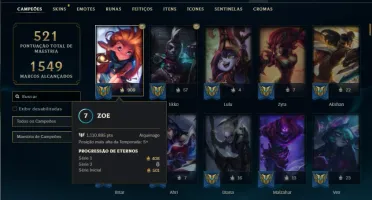 Esmeralda 4 com TODOS os champs e 170 Skins + 1.1kk de Zoe