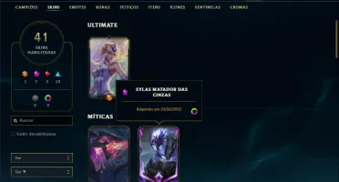 Conta Platina 2 com 55 Champs e 41 Skins + 2 Miticas