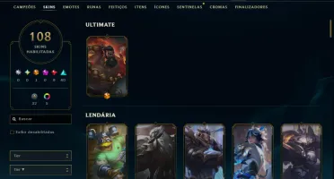 Bronze 1 com TODOS os Champs e 108 Skins ( JG / TOP / SUP )