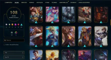 Bronze 1 com TODOS os Champs e 108 Skins ( JG / TOP / SUP )