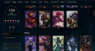 Bronze 1 com TODOS os Champs e 108 Skins ( JG / TOP / SUP )