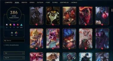 Unranked com TODOS os champs e 386 Skins ( JG / MID / ADC )