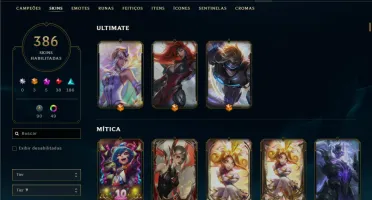 Unranked com TODOS os champs e 386 Skins ( JG / MID / ADC )