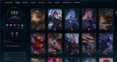 Unranked com TODOS os champs e 386 Skins ( JG / MID / ADC )