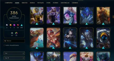Unranked com TODOS os champs e 386 Skins ( JG / MID / ADC )
