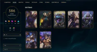 Unranked com TODOS os champs e 386 Skins ( JG / MID / ADC )