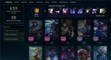Unranked com TODOS os champs e 386 Skins ( JG / MID / ADC )
