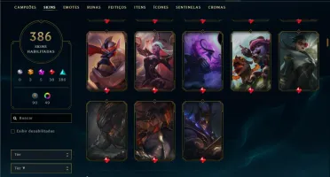 Unranked com TODOS os champs e 386 Skins ( JG / MID / ADC )