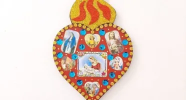 Quadrinho Sagrado Coração com Lantejoulas Az