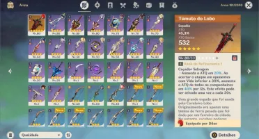 Conta Genshin AR 48 Diluc + Keqing + Venti + Qiqic1 + Mona