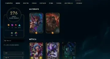 lol account 276 skins, emerald, all charecters 13 years