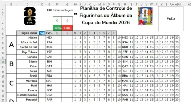 Planilha De Controle De Figurinhas Do Álbum Da Copa Do Mundo