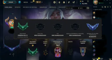 Conta Lol 16 Skins Miticas e atualmente 500 Skins 