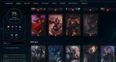 CONTA LVL 111 GOLD 2 82 CAMPEÕES 75 SKINS 1 PRESTIGIO