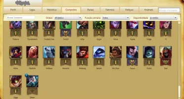 CONTA UNRANKED 5/0 + 102 CAMPEOES + 26 SKINS + 3 PAG RUNAS