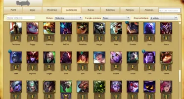 CONTA UNRANKED 5/0 + 102 CAMPEOES + 26 SKINS + 3 PAG RUNAS