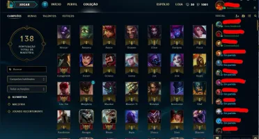 Conta no LoL Platina 3 Borda Diamante muitas skins