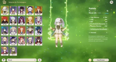 Conta Genshin Impact AR 48 Diluc + Childe + 2 Qiqi + Nahida