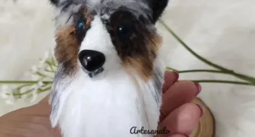 Miniatura Pastor Belga - Amigurumi de Crochê com Feltragem