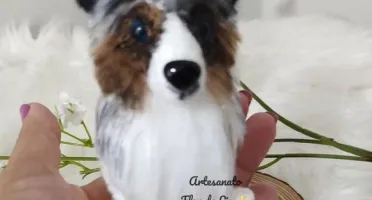 Miniatura Pastor Belga - Amigurumi de Crochê com Feltragem
