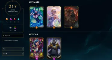 conta lol 217 skins lvl 557
