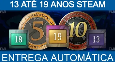 Conta Antiga Steam 10-19 Anos Medalhas 5 E 10 Anos De Serviç