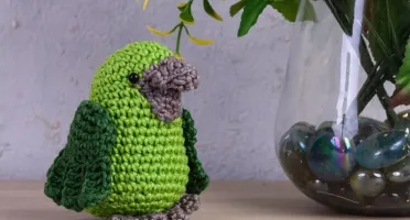 Papagaio Verde em Amigurumi