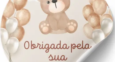 50 Adesivos de Ursinho Marrom - Agradecimento
