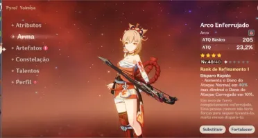 Yoimiya [AR32] + ARCO ENFERRUJADO e LANÇA PERDIÇÃO DO DRAGÃO