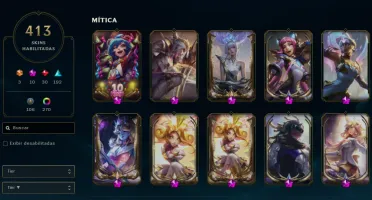 Conta Lol 413 Skins - Lv 818 - Varias Prestígios + 1600 Rp