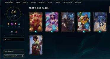 Conta de lol (ex platina plat 3) 121 champs;86 skins