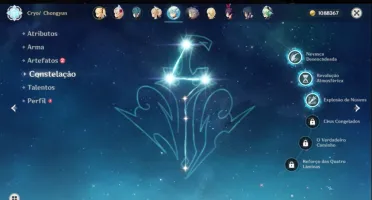Conta genshin impact Ar 37, Qiqi e Arco de Amos.