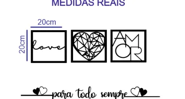 Trio de Quadros e Frase Para Todo Sempre em MDF