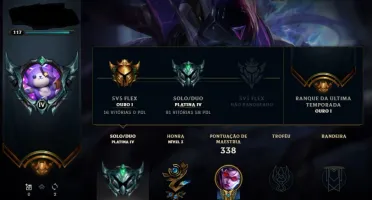 CONTA LOL, PLATINA 4, 60 SKINS