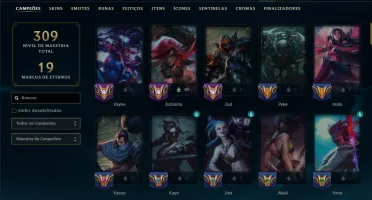 Unranked com 100 Champs e 46  Skins ( ADC / MID )
