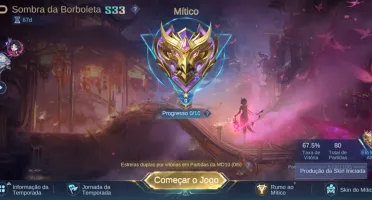 Mobile legends: Rank Mítico, 67% wins  12 bonecos, 6 skins