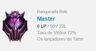 CONTA MESTRE 72% ONLY SUPP GANHANDO 28 PDL NO MASTER