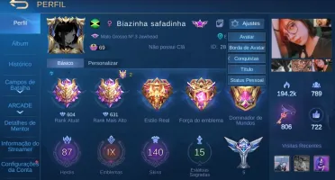 CONTA MOBILE LEGENDS COM SKIN COLLECTOR