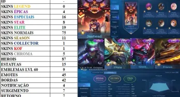 CONTA MOBILE LEGENDS COM SKIN COLLECTOR